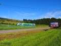 Szynobus w Mokrem na linii kolejowej 107 z Zagórza do Komańczy.