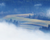 Mgły otaczające łąki nad miejscowością Zawóz - przepięknie położonej miejscowości noclegowej nad Zalewem Solińskim w Bieszczadach.