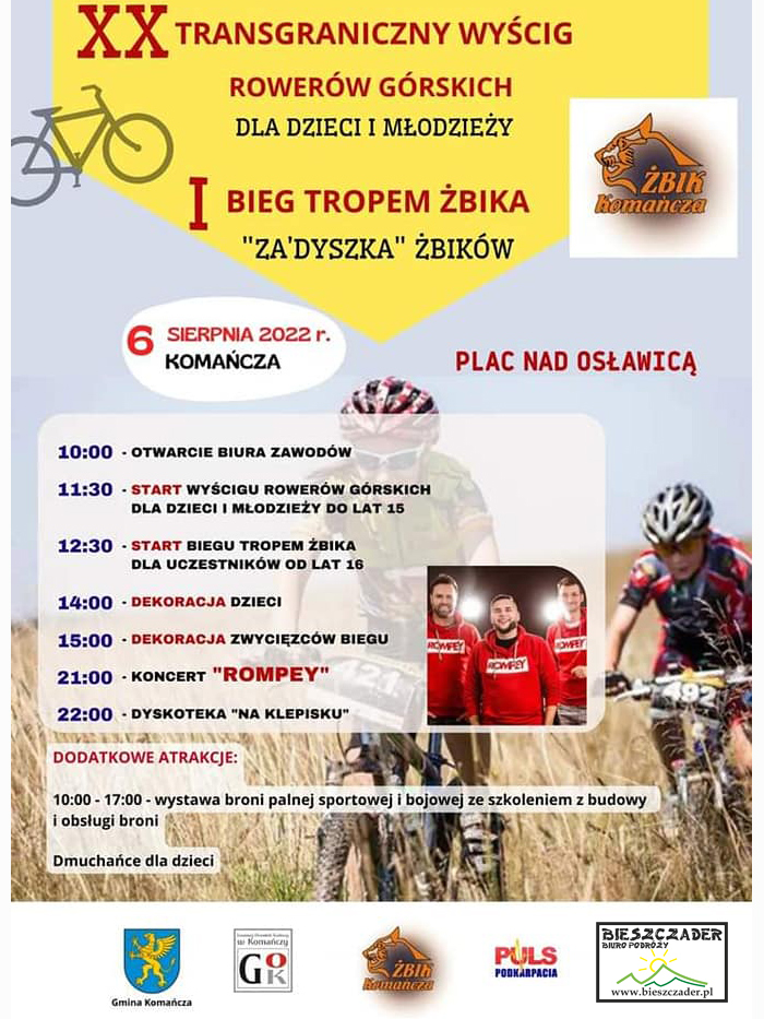 KOMAŃCZA - XX Transgraniczny Wyścig Rowerów Górskich i I Bieg Tropem Żbika, 6 sierpień 2022 (GOK Komańcza)