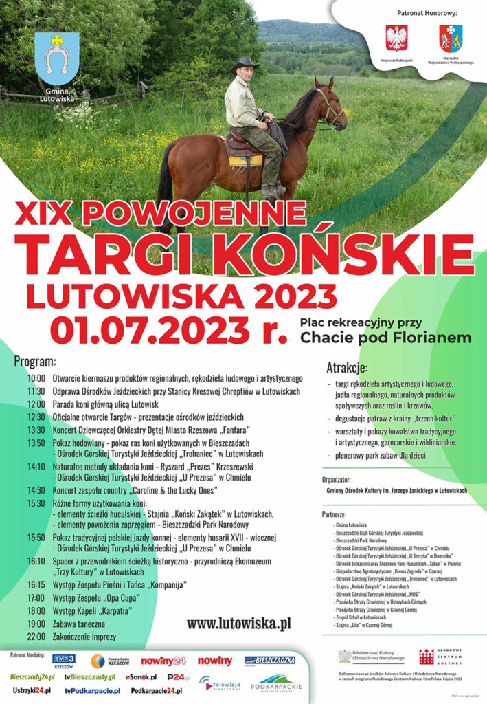 LUTOWISKA XIX Targi Końskie 1 lipiec 2023 - kiermasz produktów, parada koni, pokaz hodowlany, koncerty, zabawa