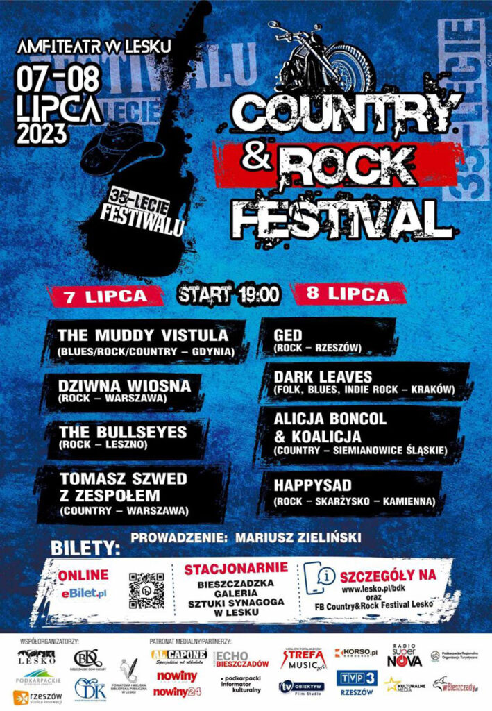 Lesko Country & Rock Festiwal 7-8 lipiec 2023, impreza, koncerty, muzyka