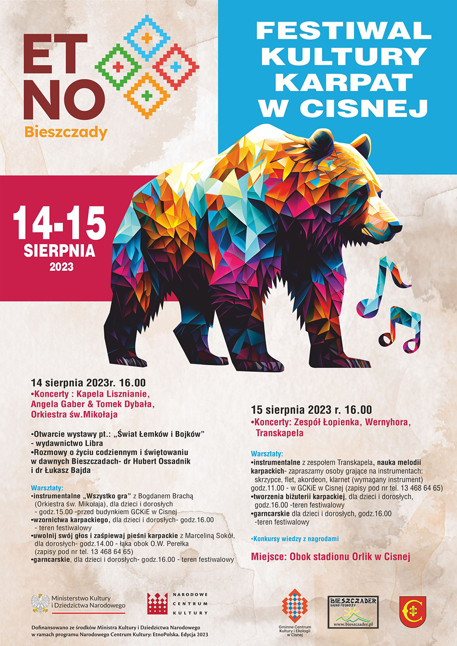 CISNA Etno 14-15 sierpień 2023, Festiwal Kultury Karpat w Cisnej